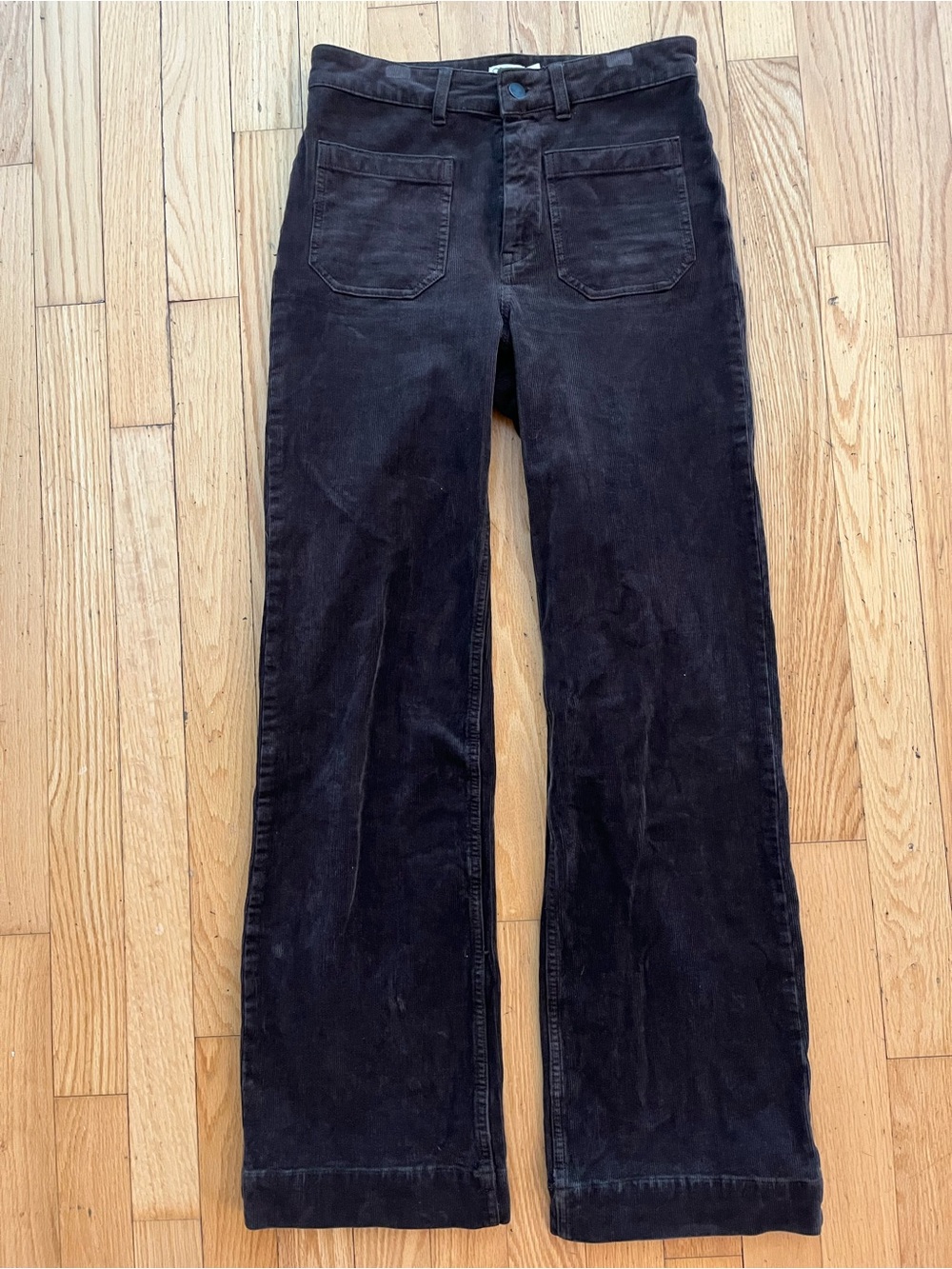 Faherty Terry Brown Wide-Leg Corduroy Jeans Size 27